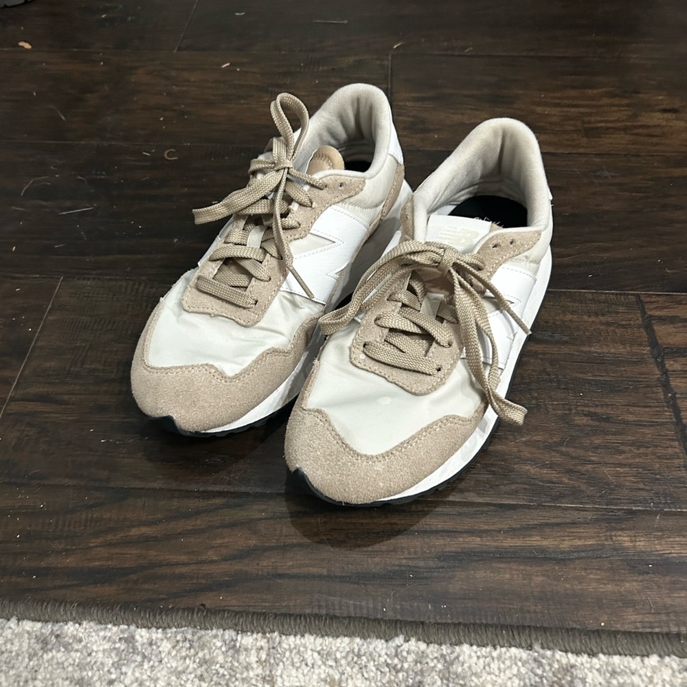 New Balance Beige and Cream Retro Runner Sneakers